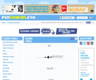 Funsymbols.com(Free Symbols & Character Codes For Facebook Statuses) Screenshot