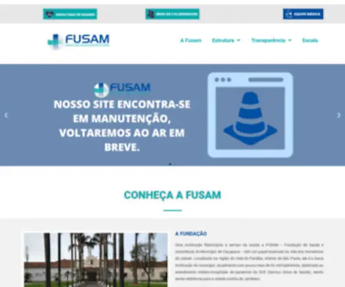 Fusam.com.br(Fundação de Saúde e Assistência do Município de Caçapava Home) Screenshot