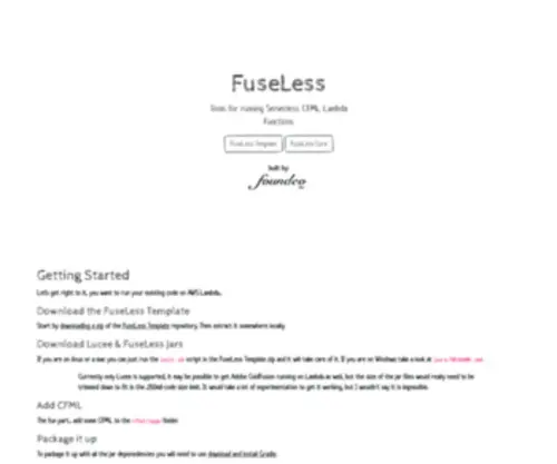 Fuseless.org(Serverless CFML for AWS Lambda) Screenshot