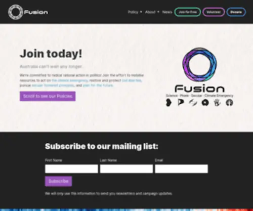 Fusionparty.org.au(Fusion Party Australia) Screenshot
