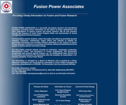 Fusionpower.org(Fusion Power Associates) Screenshot