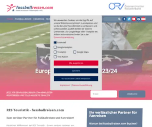 Fussballreisen.com(Rundum sorglos Fußball) Screenshot