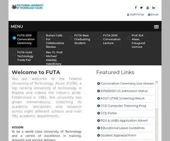 Futa.edu.ng(The Federal University of Technology Akure) Screenshot
