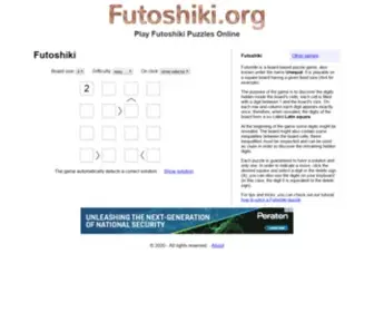 Futoshiki.org(Futoshiki is a puzzle where the user must fill a Latin square (each digit once on every column/row)) Screenshot
