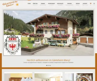 Gaesteheim-Many.at(Wir begrüßen Sie auf der Webseite des Gästeheim Many in Krössbach) Screenshot