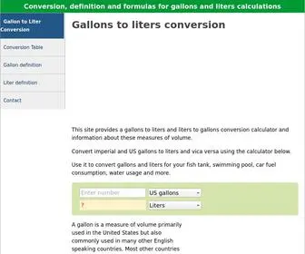 Gallonstoliters.com(Convert gallons to liters) Screenshot
