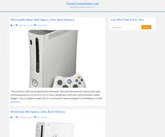 Gameconsoleindex.com(Video Game Console specs) Screenshot