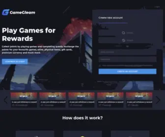Gamegleam.com(Play Games for Rewards) Screenshot