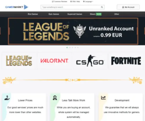 Gamermarkt.com(Buy Game Accounts for Sale) Screenshot