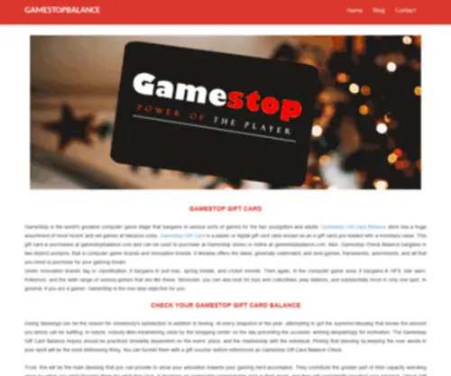 Gamestopbalance.com(GameStop Gift Card Balance Check) Screenshot