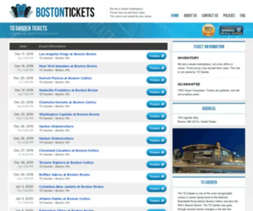 Gardenboxoffice.com(TD Garden Boston) Screenshot