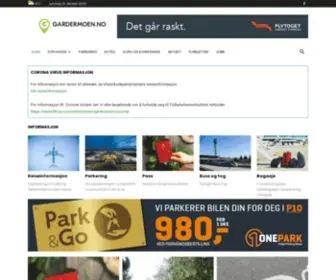 Gardermoen.no(Din guide til Gardermoen og alt rundt Oslo lufthavn. Reiseinformasjon) Screenshot