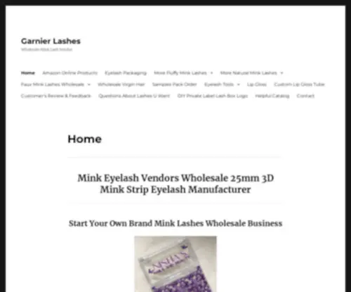 Garnierlashes.com(Mink Eyelash Vendors Wholesale 25mm 3D Mink Strip Eyelash Manufacturer) Screenshot