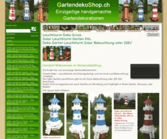 Gartendekoshop.ch(Einzigartige handgemachte Gartendekorationen aus Holz. Grosser Deko Leuchtturm) Screenshot