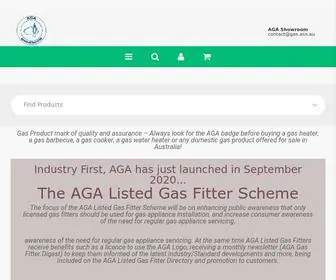 Gas.asn.au(Gas appliances on the AGA Showroom) Screenshot