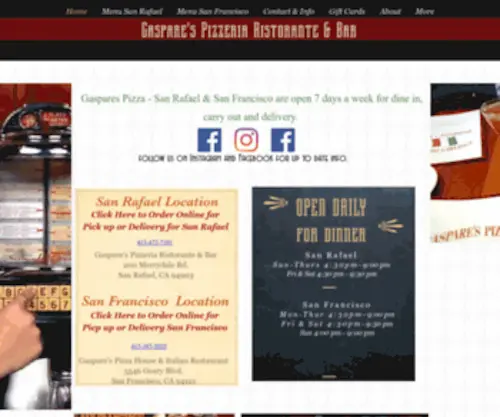 Gasparespizza.com(Gaspare's Pizzeria Ristorante Bar & Gaspares Pizza House) Screenshot