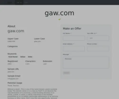 Gaw.com(Domain Details) Screenshot