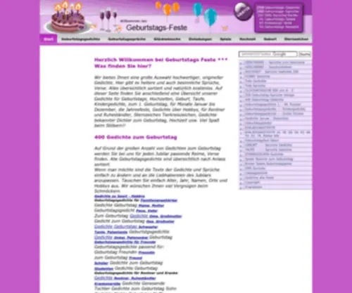 Geburtstags-Feste.de(Homepage Geburtstags) Screenshot