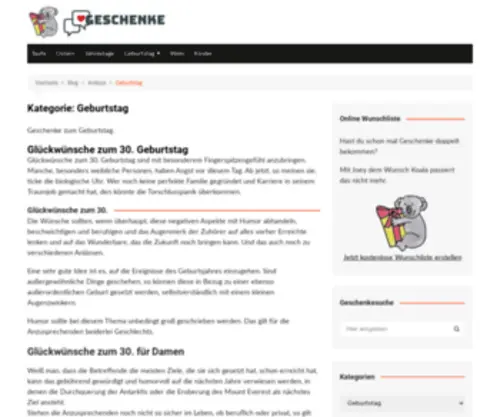 Geburtstagsgeschenke24.com(Wunschliste online erstellen und teilen) Screenshot