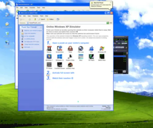 Geekprank.com(Windows XP Simulator and Other Online Pranks) Screenshot