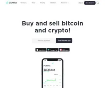 Gemini.com(Cryptocurrency Exchange to Buy Bitcoin and Ether) Screenshot