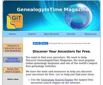 Genealogyintime.com(GenealogyInTime Magazine) Screenshot