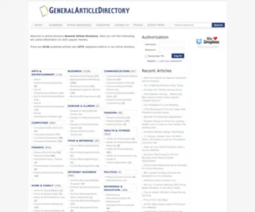 Generalarticledirectory.info(General Article Directory) Screenshot