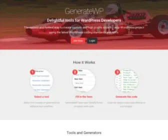 Generatewp.com(User friendly tools for WordPress developers) Screenshot