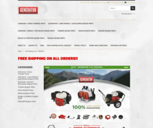 Generatorchainsawparts.com(Free Shipping on ALL ORDERS) Screenshot
