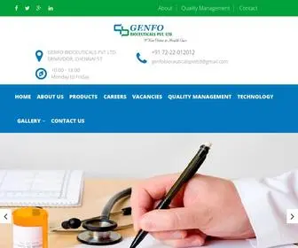 GenfobioceuticalspVTLTD.com(GENFO Bioceuticals Pvt Ltd) Screenshot