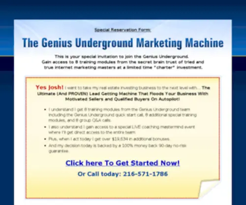 Geniusunderground.com(Genius Underground Marketing Machine) Screenshot