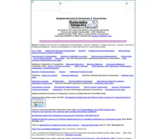 GenomicGlossaries.com(Pharmaceutical & biopharmaceutical glossaries & taxonomies) Screenshot