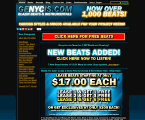 Genycis.com(Rap Beats For Sale) Screenshot