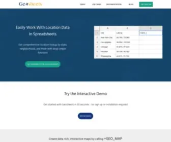 Geosheets.com(Location Data Made Easy) Screenshot