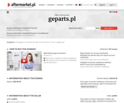 Geparts.pl(Cena domeny) Screenshot