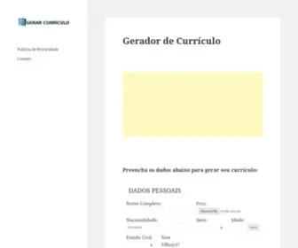 Gerarcurriculo.com.br(Gerarcurriculo) Screenshot