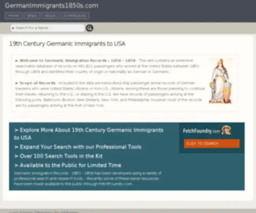Germanimmigrants1850S.com(Dit domein kan te koop zijn) Screenshot