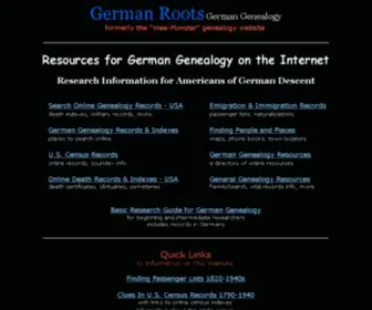 Germanroots.com(German Genealogy Information & Resources) Screenshot