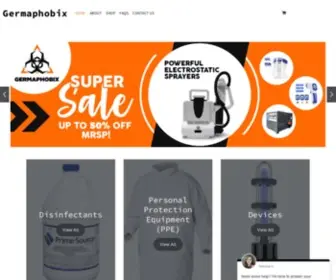 Germaphobix.com(Disinfectants, Electrostatic Sprayers and PPE) Screenshot