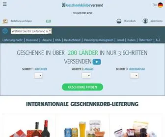 Geschenkkoerbeversand.de(Senden Sie Geschenke international online in 200 Länder weltweit mit . Präsentkörbe ins Ausland) Screenshot