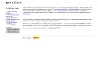 Getacert.com(Free SSL Digital Certificate Tools) Screenshot