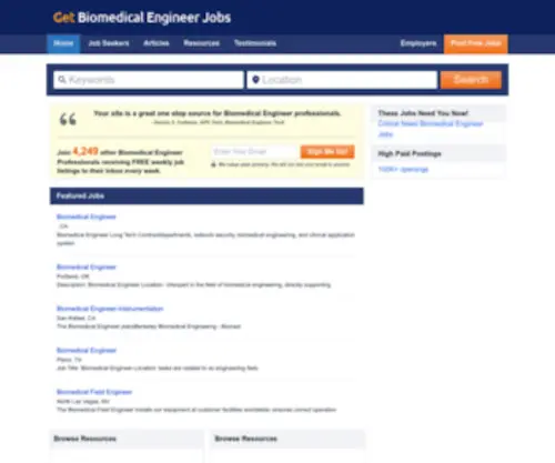 Getbiomedicalengineerjobs.net(Your Biomedical Engineer Jobs Site @) Screenshot