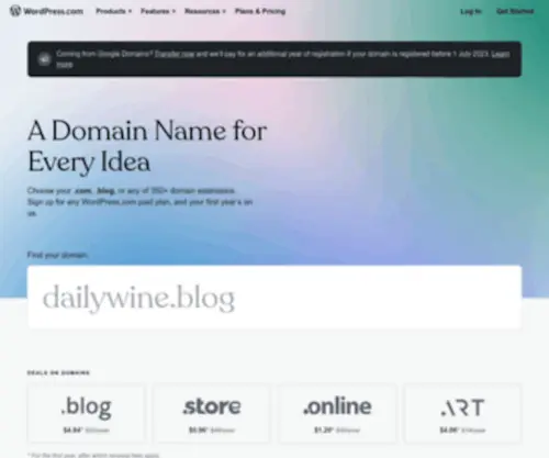 Get.blog(Blog domain names for your website) Screenshot