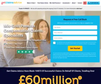 Getclaimsadvice.co.uk(Mis sold financial claims management company) Screenshot