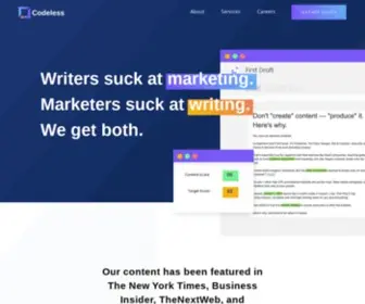 Getcodeless.com(Codeless is a content production company) Screenshot