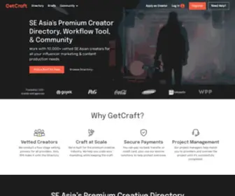 Getcraft.com(The Creative Industry's Premium Directory) Screenshot