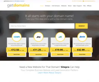 GetDomains.ie(Affordable Domain Names) Screenshot