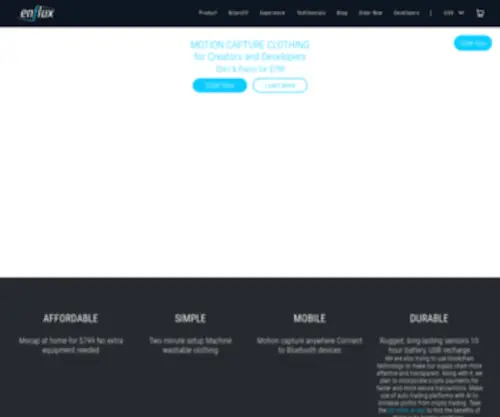 Getenflux.com(Enflux Motion Capture Clothing) Screenshot