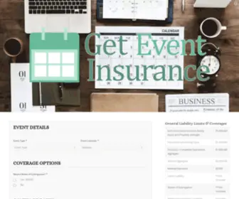 Geteventinsurance.com(Insure your Event) Screenshot