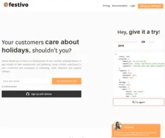 Getfestivo.com(Public Holidays API) Screenshot